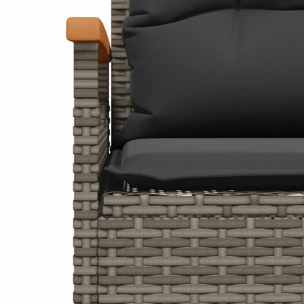Trädgårdsbänk med dynor 116x62,5x74 cm grå konstrotting