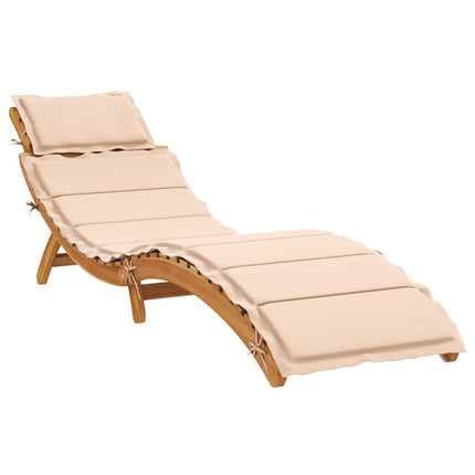 Solsängar med dynor 2 st beige massivt akaciaträ