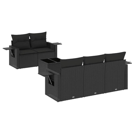 Loungegrupp med dynor 6 delar svart konstrotting