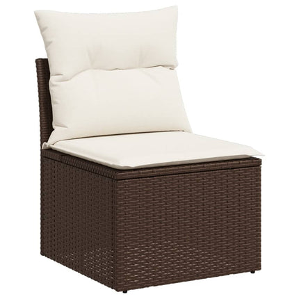 Loungegrupp för trädgården m dynor 6 delar brun konstrotting