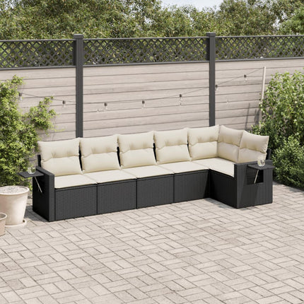 Loungegrupp med dynor 6 delar svart konstrotting