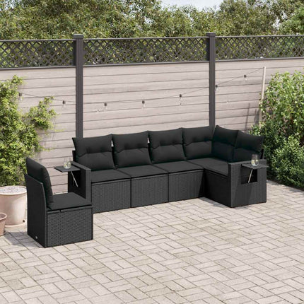 Loungegrupp med dynor 6 delar svart konstrotting
