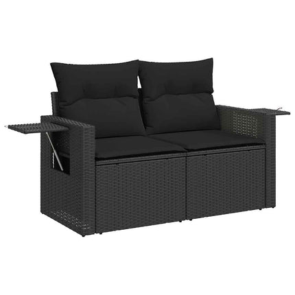 Loungegrupp med dynor 6 delar svart konstrotting