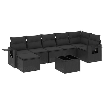 Loungegrupp för trädgården med dynor 8 delar svart konstrotting