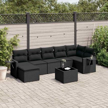 Loungegrupp för trädgården med dynor 8 delar svart konstrotting