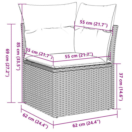 Loungegrupp för trädgården med dynor 9 delar konstrotting brun