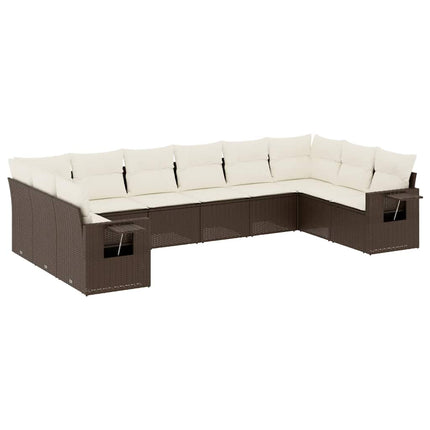 Loungegrupp 10 delar med brun dynor konstrotting