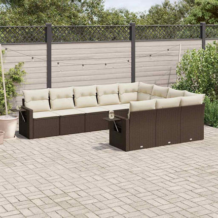 Loungegrupp 10 delar med brun dynor konstrotting