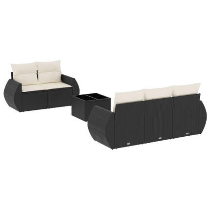 Loungegrupp med dynor 6 delar svart konstrotting