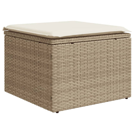 Soffgrupp för trädgård med dynor 4 delar beige konstrotting