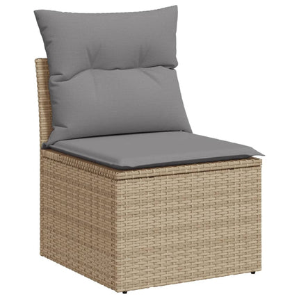 Soffgrupp för trädgård med dynor 4 delar beige konstrotting