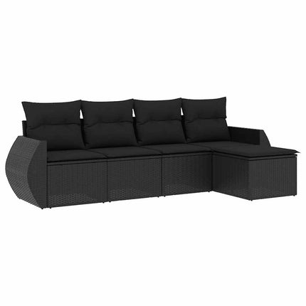 Loungegrupp för trädgården med dynor 5 delar svart konstrotting