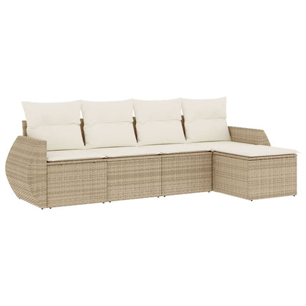 Soffgrupp för trädgården med dynor 5 delar beige konstrotting