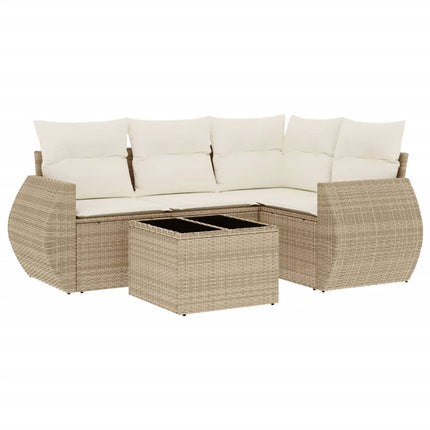 Soffgrupp för trädgården med dynor 5 delar beige konstrotting