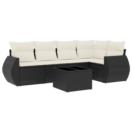 Loungegrupp med dynor 6 delar svart konstrotting