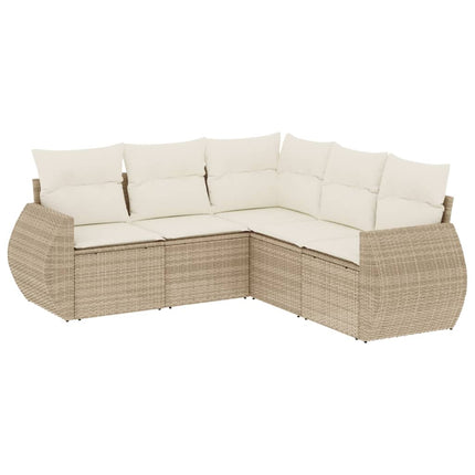 Soffgrupp för trädgården med dynor 5 delar beige konstrotting
