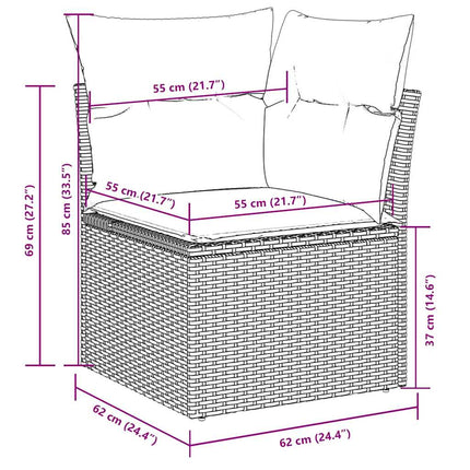 Loungegrupp för trädgården m dynor 6 delar konstrotting ljusgrå