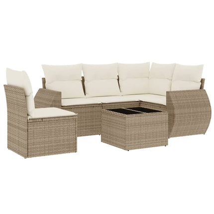 Soffgrupp för trädgården med dynor 6 delar beige konstrotting