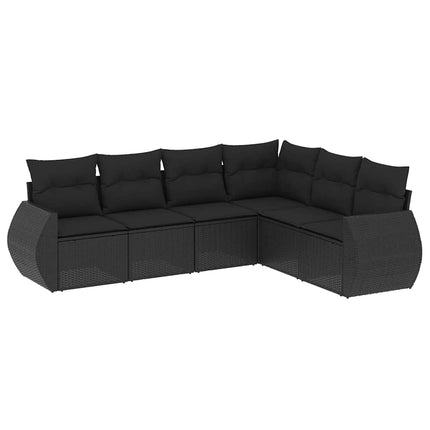 Loungegrupp med dynor 6 delar svart konstrotting