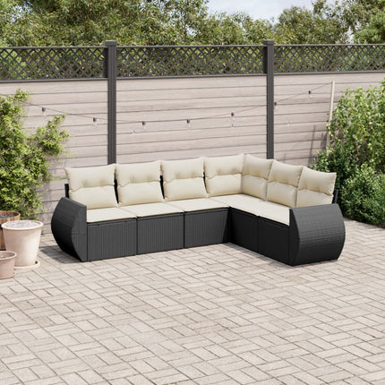 Loungegrupp med dynor 6 delar svart konstrotting