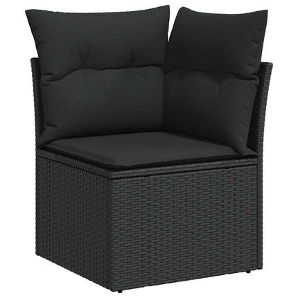 Loungegrupp med dynor 6 delar svart konstrotting
