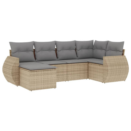 Soffgrupp för trädgården med dynor 6 delar beige konstrotting