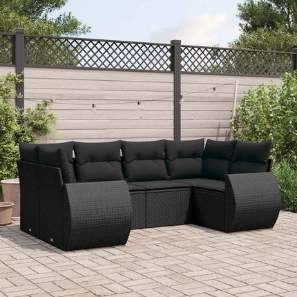 Loungegrupp med dynor 6 delar svart konstrotting