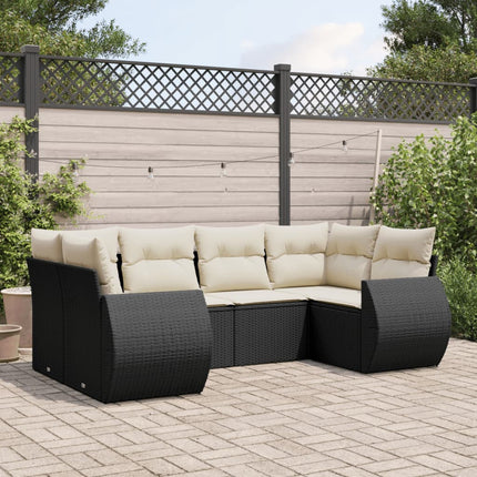 Loungegrupp med dynor 6 delar svart konstrotting