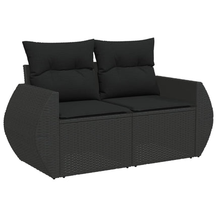 Loungegrupp 10 delar med svarta dynor konstrotting