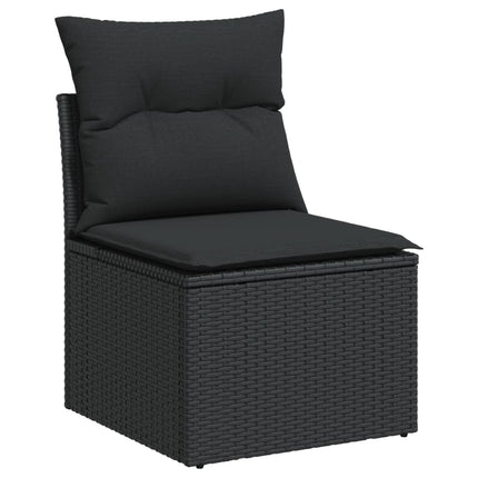 Loungegrupp med dynor 6 delar svart konstrotting
