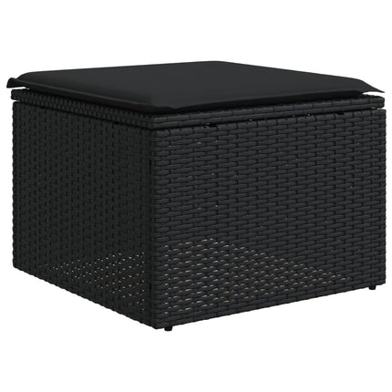 Soffgrupp för trädgård med dynor 4 delar svart konstrotting