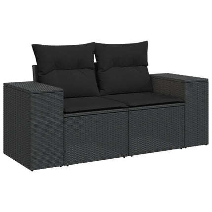 Loungegrupp med dynor 6 delar svart konstrotting