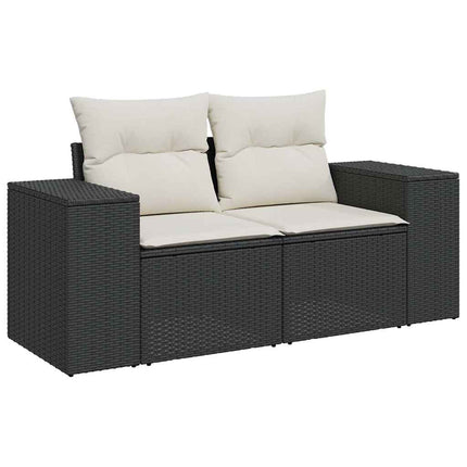 Loungegrupp med dynor 6 delar svart konstrotting
