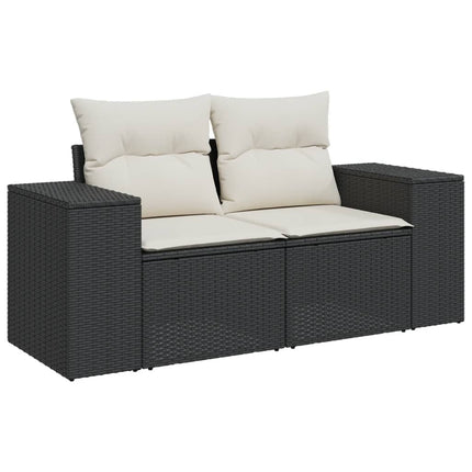 Loungegrupp med dynor 6 delar svart konstrotting