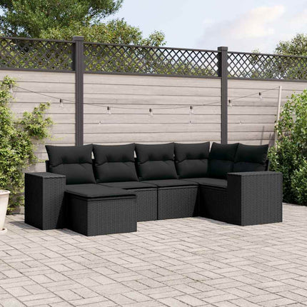 Loungegrupp med dynor 6 delar svart konstrotting
