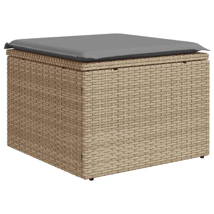 Matgrupp för trädgården med dynor 7 delar beige konstrotting