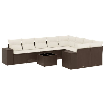 Loungegrupp 10 delar med brun dynor konstrotting
