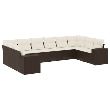 Loungegrupp 10 delar med brun dynor konstrotting