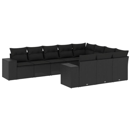 Loungegrupp 10 delar med svarta dynor konstrotting