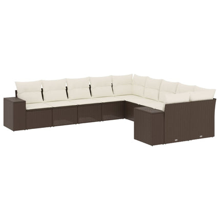 Loungegrupp 10 delar med brun dynor konstrotting