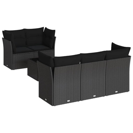 Loungegrupp med dynor 6 delar svart konstrotting