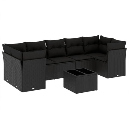 Loungegrupp för trädgården med dynor 8 delar svart konstrotting