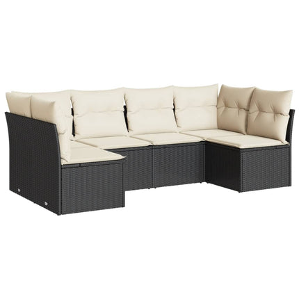 Loungegrupp med dynor 6 delar svart konstrotting