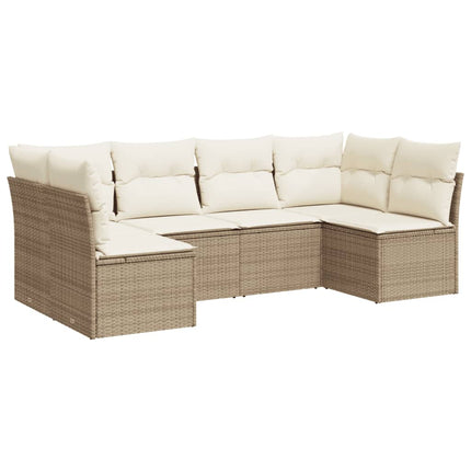 Soffgrupp för trädgården med dynor 6 delar beige konstrotting