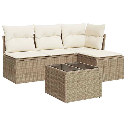 Soffgrupp för trädgården med dynor 5 delar beige konstrotting