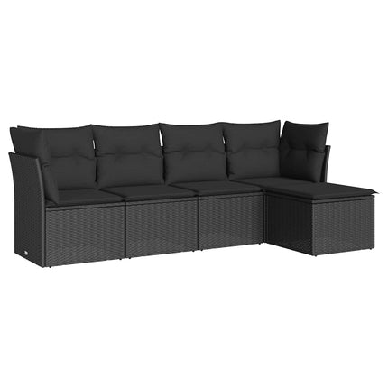 Loungegrupp för trädgården med dynor 5 delar svart konstrotting