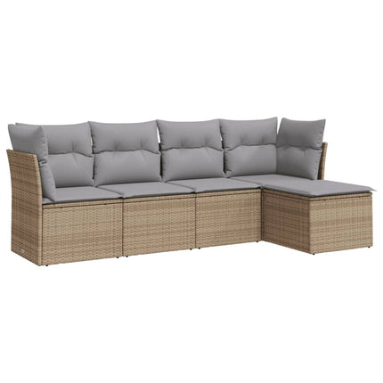 Soffgrupp för trädgården med dynor 5 delar beige konstrotting