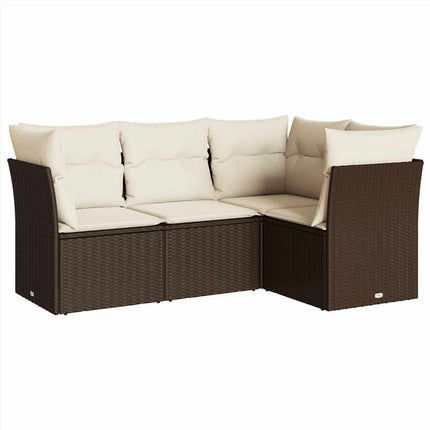 Loungegrupp för trädgården med dynor 4 delar konstrotting brun