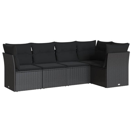 Loungegrupp för trädgården med dynor 5 delar svart konstrotting