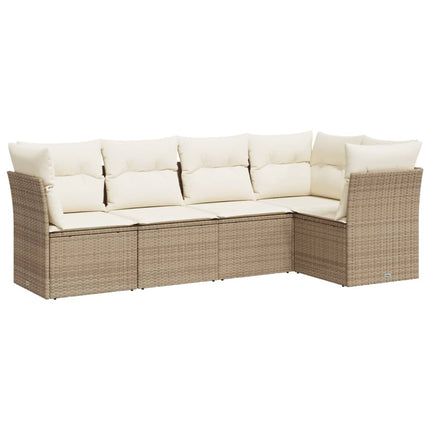 Soffgrupp för trädgården med dynor 5 delar beige konstrotting